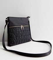 New Look Black Quilted Messenger Shoulder Bag